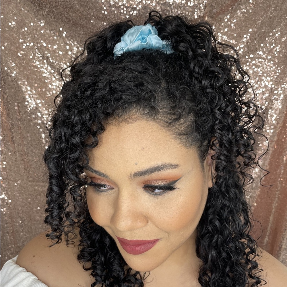 Light blue mulberry silk scrunchie